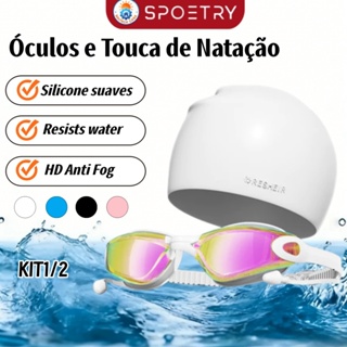Kit Óculos e Touca de Natação Adulto Antiembaçante Waterproof Ajustável Unissex Proteção UV para Piscina e Praia em Oferta na Shopee