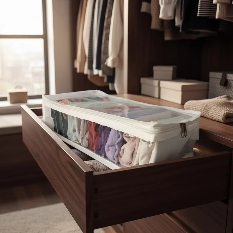 Kit 5 COLMEIA ORGANIZADORA CRISTAL COM ZIPER TAM M COM 11 NICHOS  (Produto nacional)