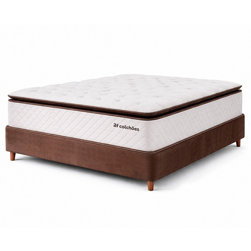 Cama Box Casal Colchão Molas Ensacadas com Pillow Top Extra Conforto 138x188x67cm Premium Sleep BF Colchões