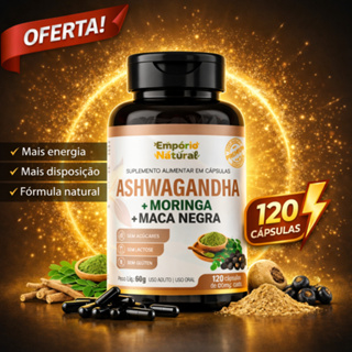 Ashwagandha Moringa Maca Negra 120 Caps | Vitalidade e Energia Envio Imediato em Oferta na Shopee