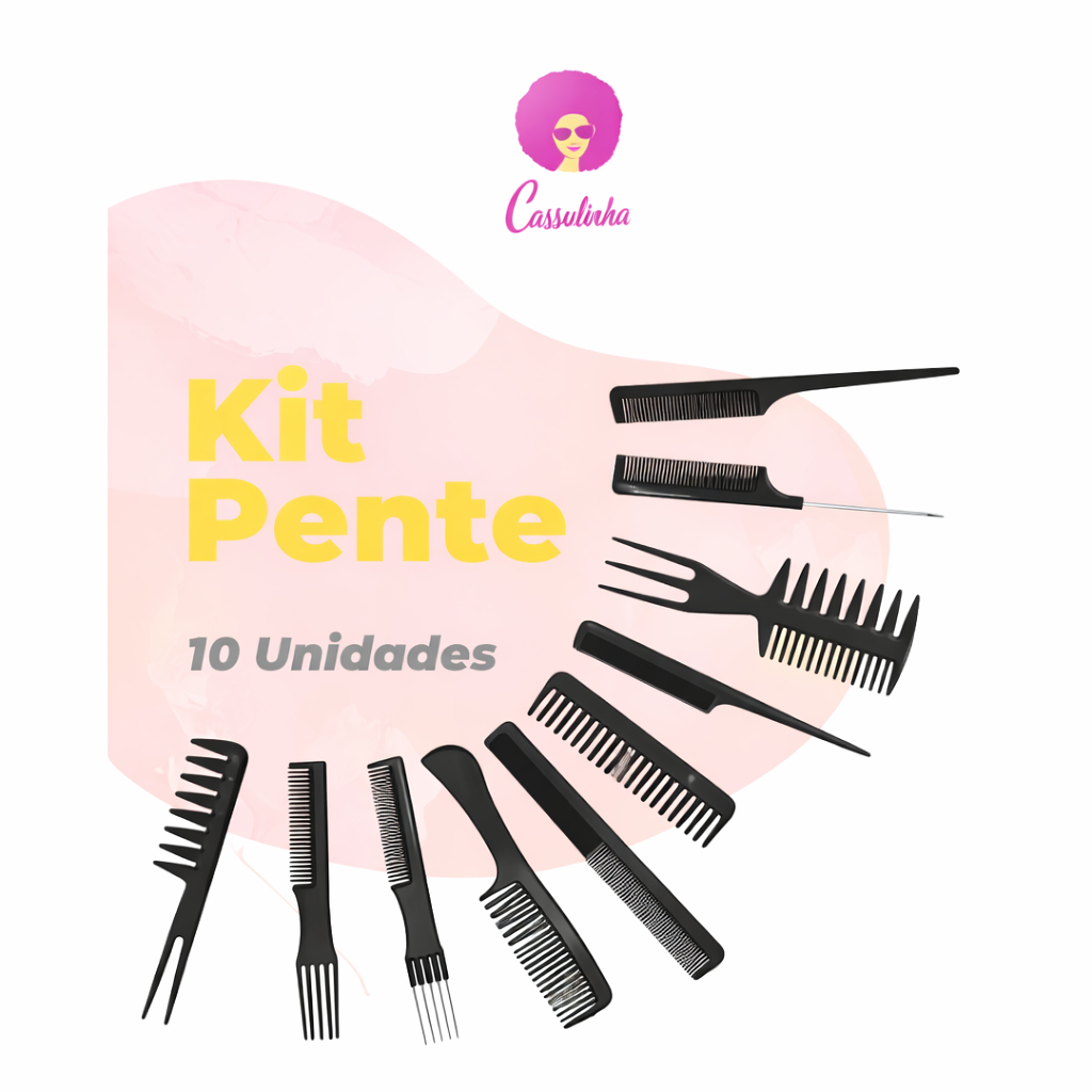 Kit de Pentes Profissionais – 10 Peças Perfeito para trancistas, cabeleireiros e uso doméstico.