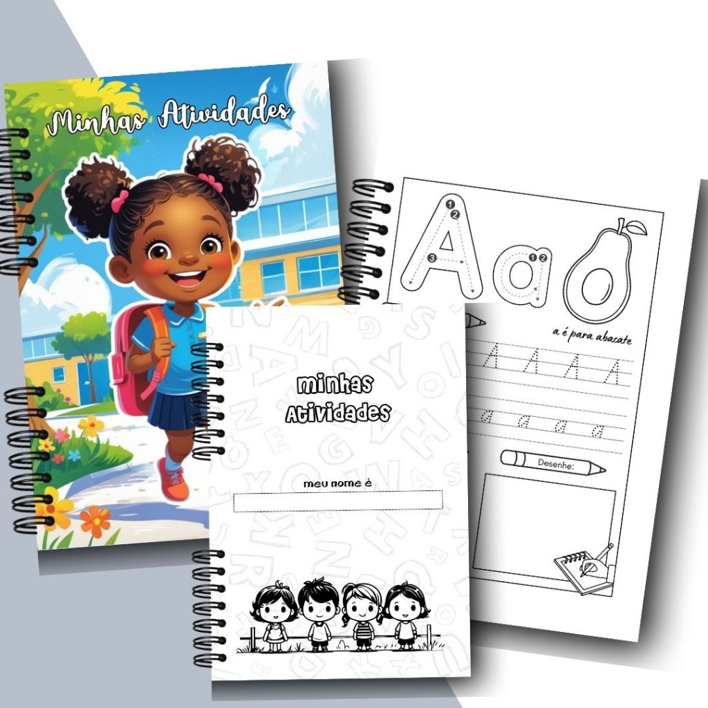 Caderno de Alfabetização Infantil | Escolar Feminino e Masculino | Tamanho A5 (15x21) | Aprender a Ler e Escrever Fácil