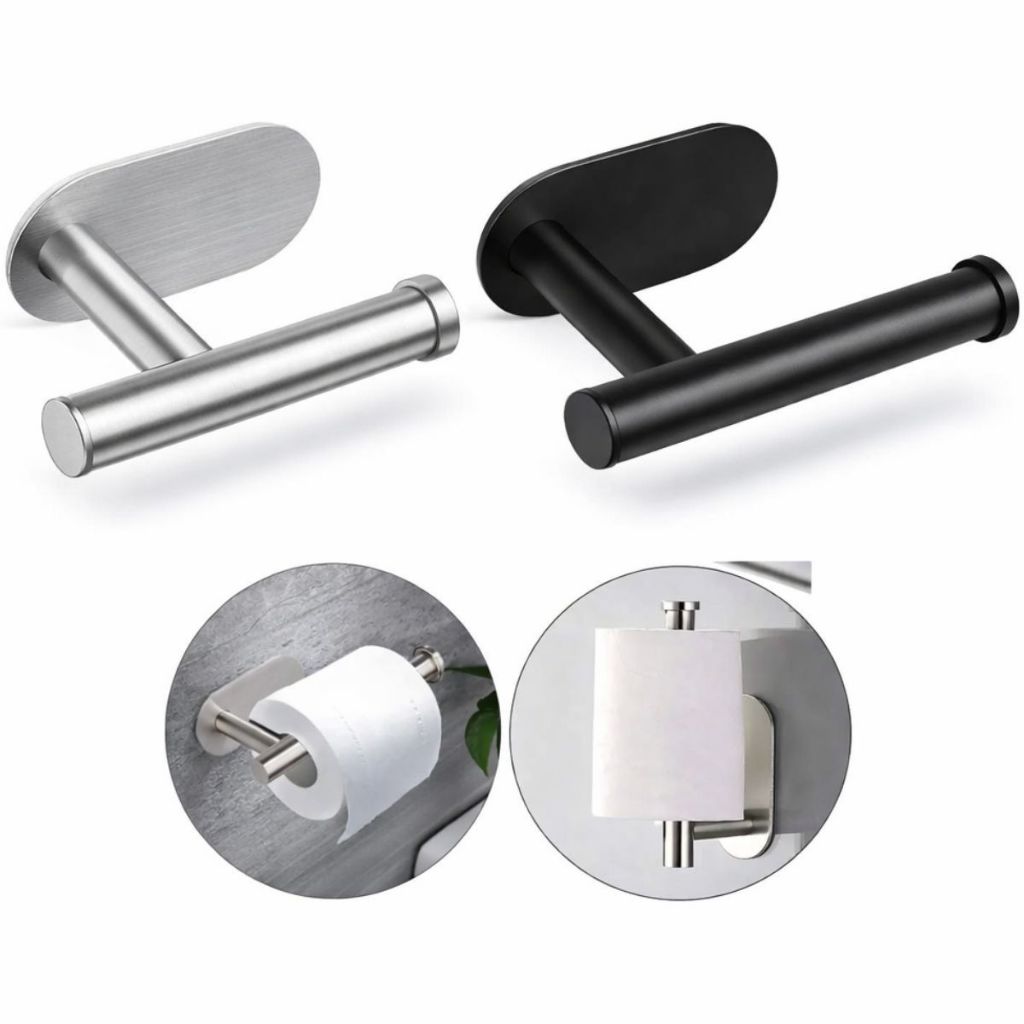 Suporte Papel Higiênico Em aço Inoxidável Inox 304 Com gancho Autoadesivo