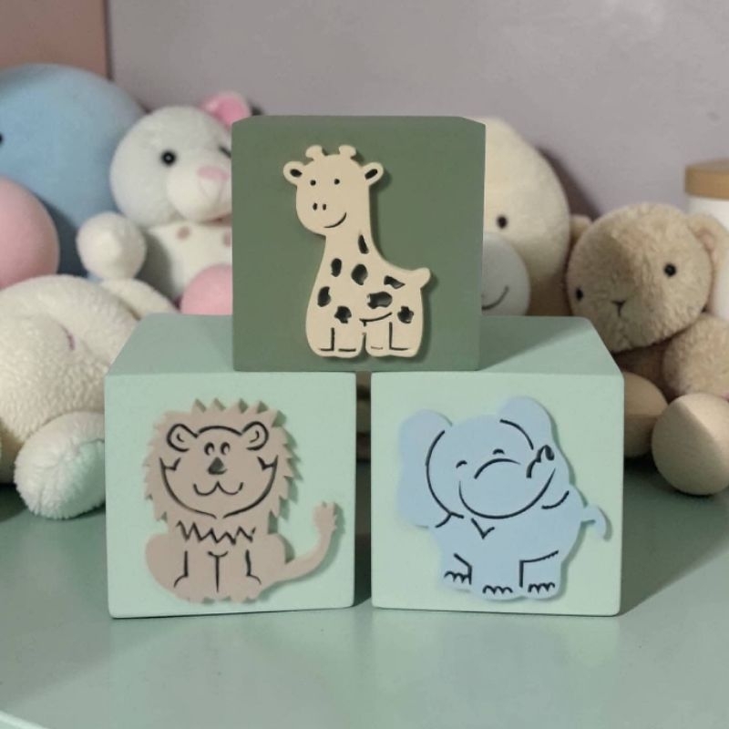 cubos tema safari/ animais do safari decoração infantil mdf 6x6 festa safari