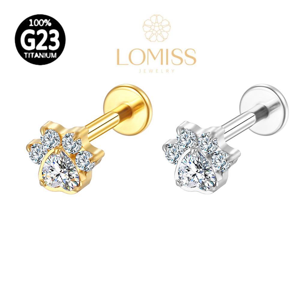 Piercing Labret TitâNio Pvd Patinha ZircôNia Cravejada
