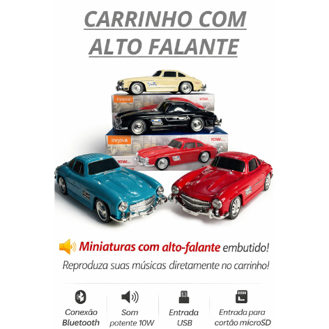 Caixa de Som Carro Retrô Bluetooth Inova RAD-20448 USB FM 10W