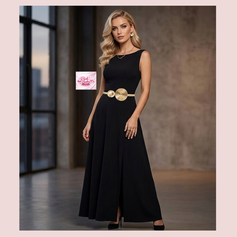 Cinto Feminino Elástico de Mola Metal Duplo Círculo  Blogueira Tendência Ajustável Prata e Dourado LQZ-18 em Oferta na Shopee