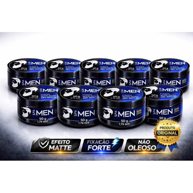 10 Pomadas Modeladora Dry Match Spa Men 50g Efeito Seco | Modela Cabelos Masculinos e Femininos