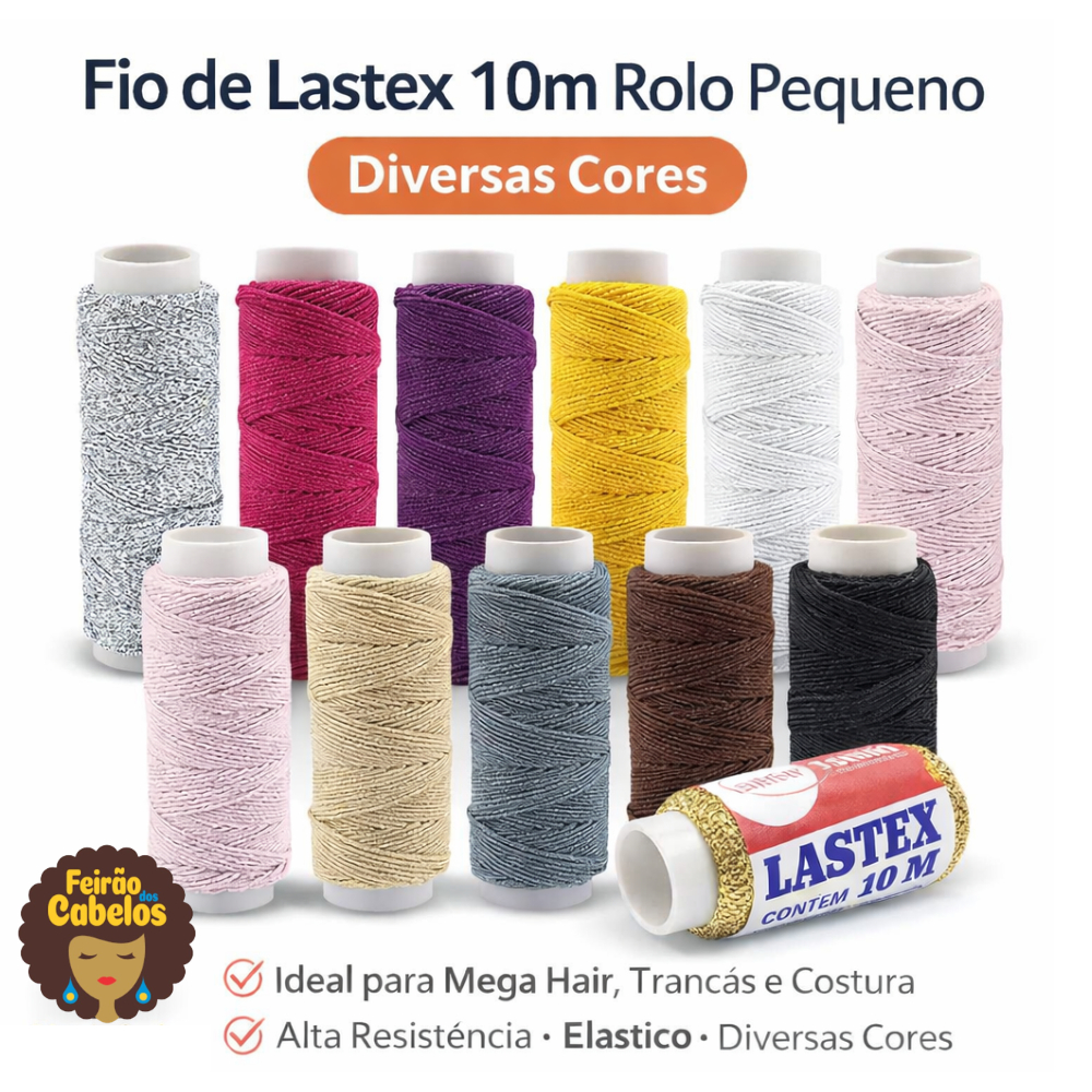 Fio De Lastex Rolo Pequeno 10Metros UNIDADE Para Mega Hair; Tranças; Costura e Acabamentos em Oferta na Shopee
