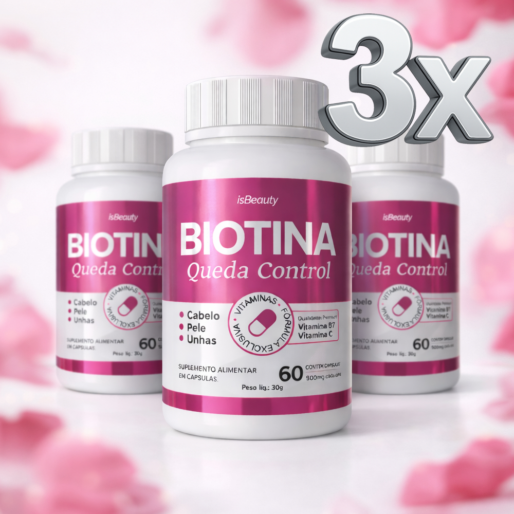 Kit 3x Biotina Premium 180 Caps | Beleza de Dentro para Fora | Cabelo, Pele e Unhas - Envio Imediato