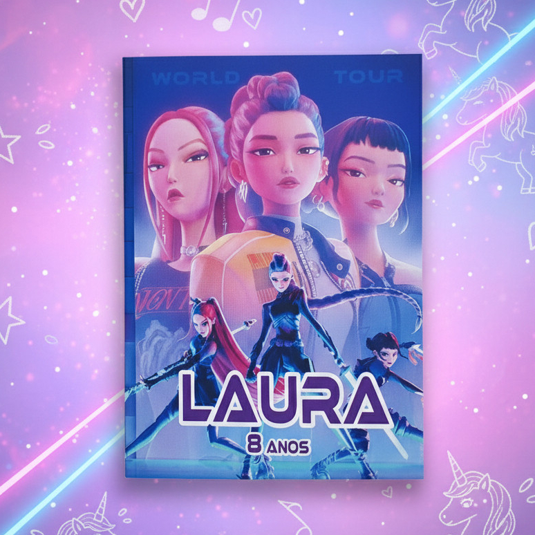 Guerreiras do k pop aniversário infantil - 15 Livro de Colorir personalizado huntrix kpop