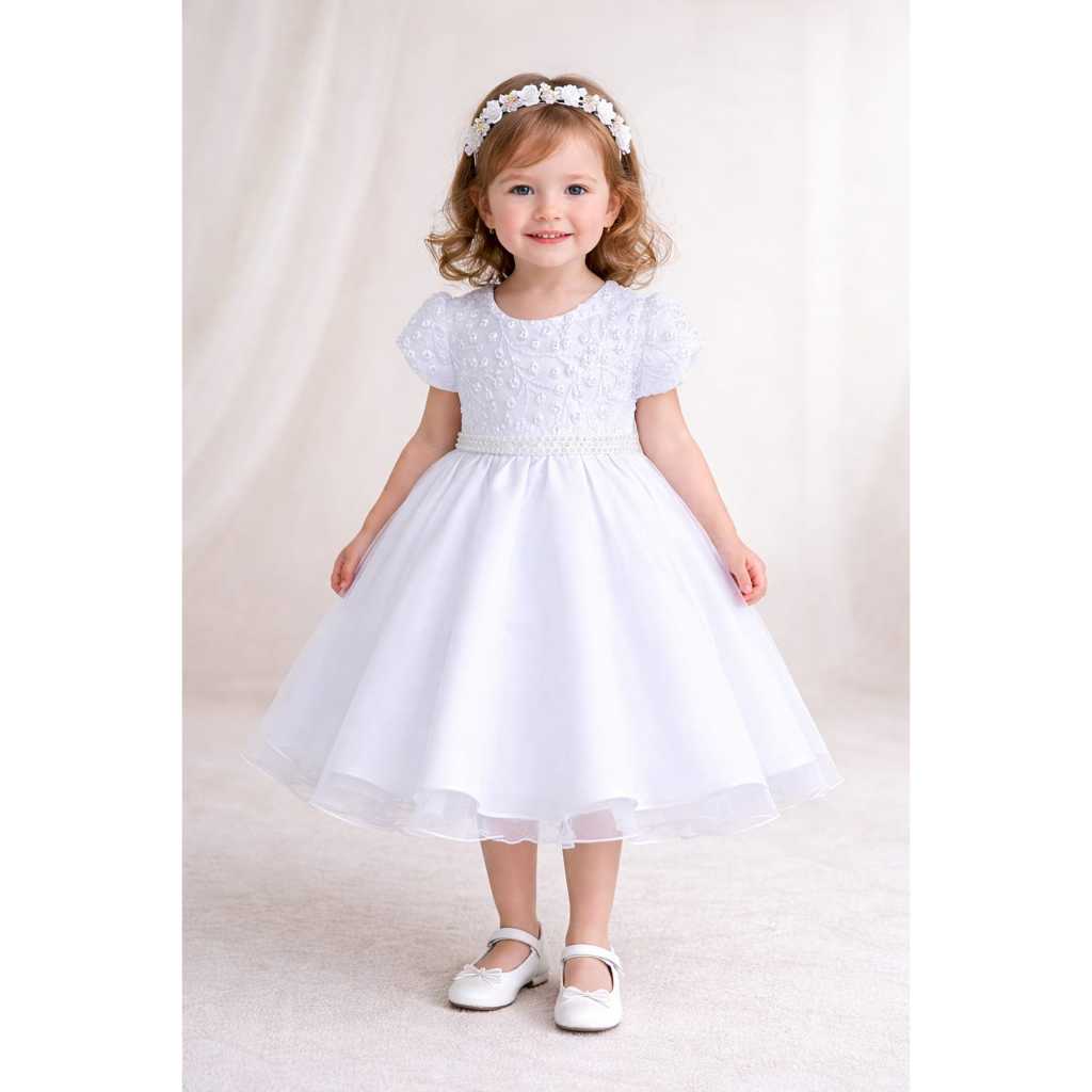 vestido infantil bebe batizado festa daminha casamento saia rodada manga princesa