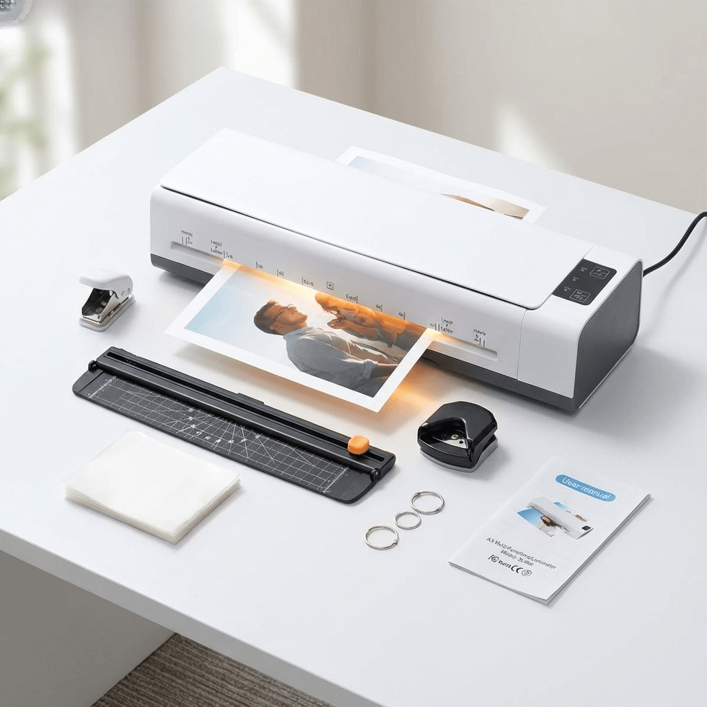 Plastificadora Nova Laminadora Refiladora A3 A4 A5 A6, com três níveis reguláveis por botão/touch 120V