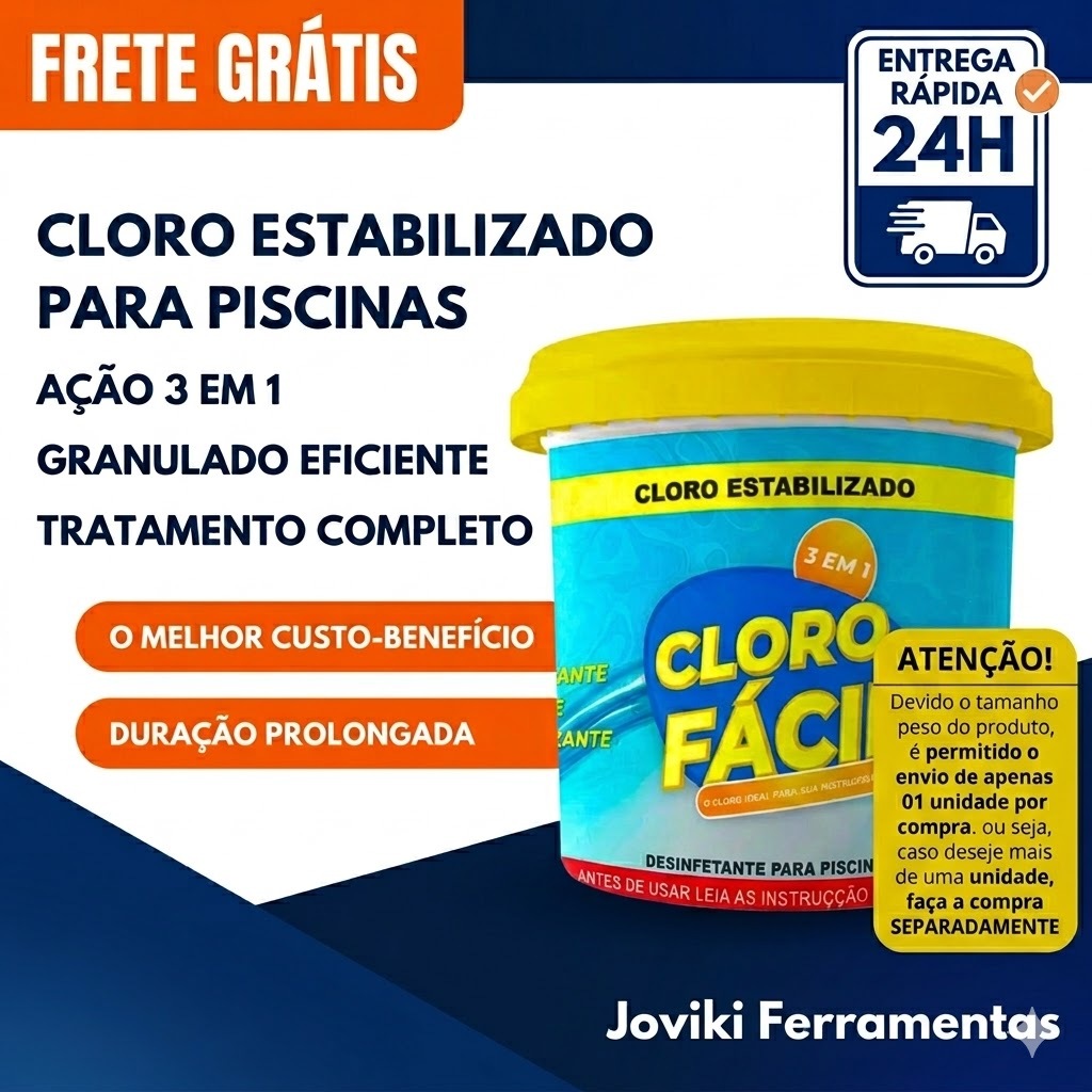 Ultraclor Cloro Fácil 10kg 3 Em 1 Piscinas Multiação Balde