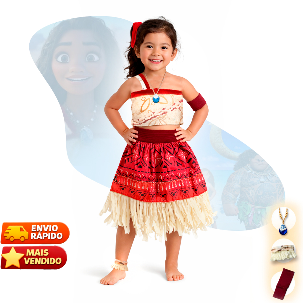Fantasia Infantil menina Moana filme 2 LUXO carnaval festa de aniversário Fantasia Infantil menina Moana filme 2 LUXO carnaval festa de aniversário
