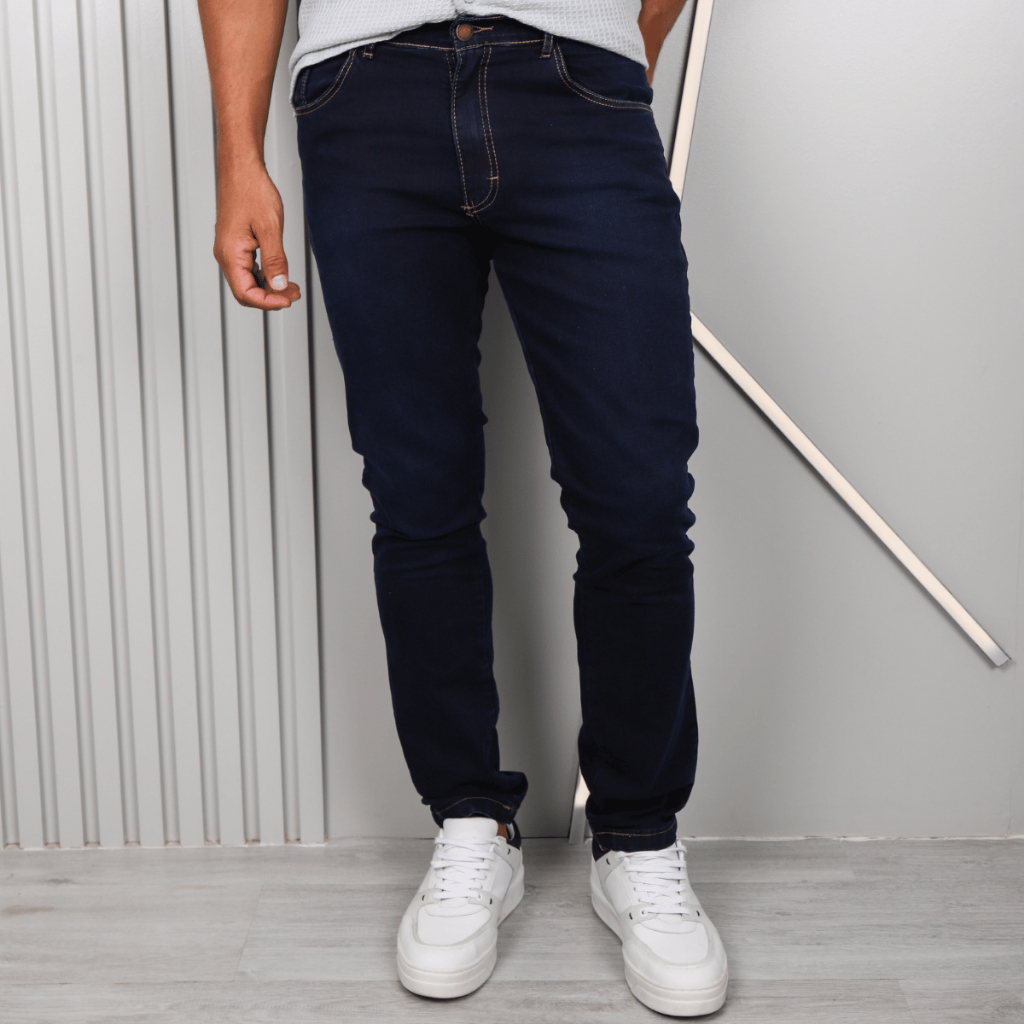 Calça Masculina Jeans Plus Size Denim Sarja Botão e Bolso Verão Fresco Elastano Tamanho Grande