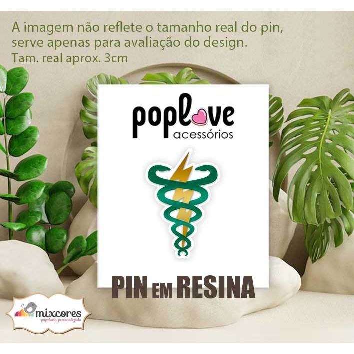 Pin Broche Botton em Resina - Símbolo da Fisioterapia - Enfeite para Crachá - Formatura Brinde