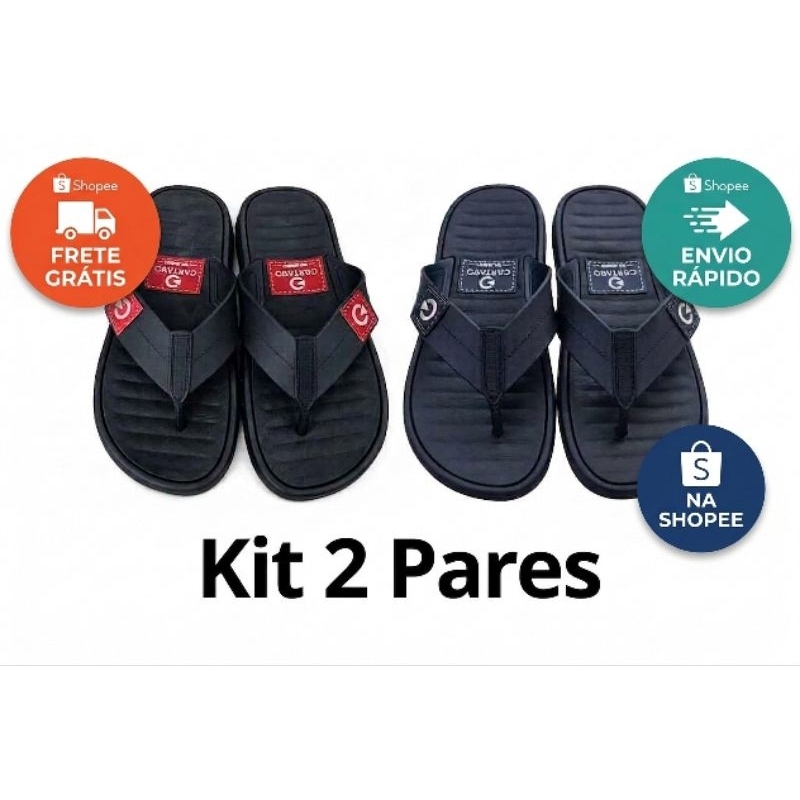 KIT 2 PARES CHINELO MASCULINO CONFORTO TOTAL PARA O DIA A DIA 🔥 4.4