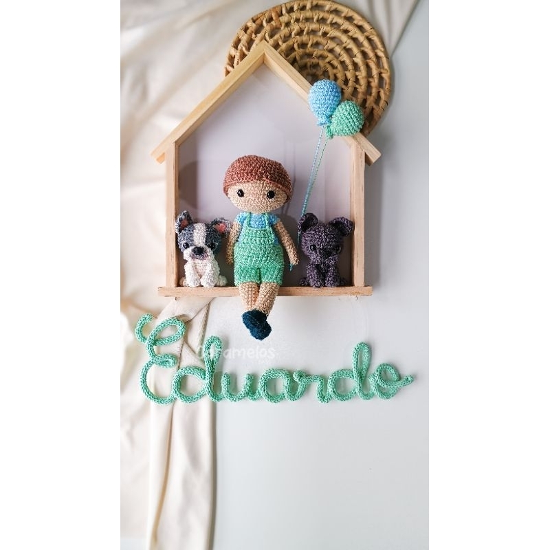Porta maternidade casinha menino - pet - amigurumi