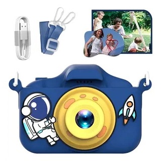 Câmera Fotográfica Digital Infantil Mini Filmadora HD Tela 2.0 Polegadas Tira Fotos e Grava Vídeo Brinquedo Educativo Pr