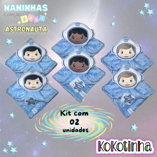Kit com 02 unds Naninha menino astronauta Star Baby - mantinha apego menino astronauta com estrela