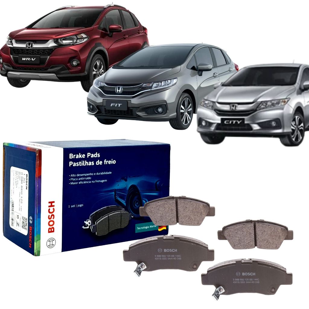 Imagem PASTILHAS DE FREIO A DISCO BOSCH ORIGINAL DIANTEIRA HONDA FIT CITY HR-V