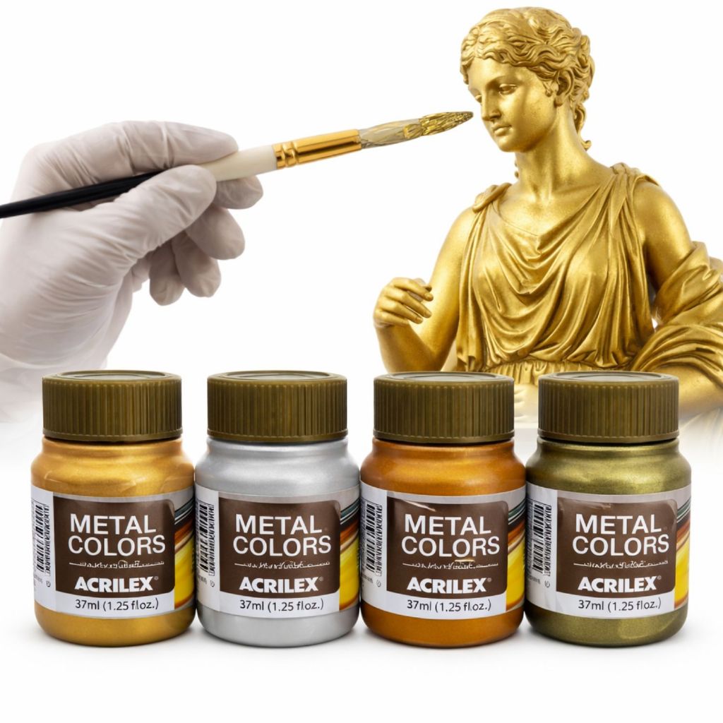 Tinta Metal Colors Acrilex 37ml Acírilica Metalica Artesanato Profissional Acabamento Metalizado