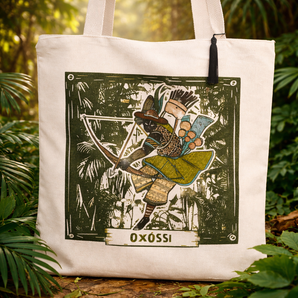 Sacola Ecobag Com ou Sem Zíper Umbanda Orixá Oxóssi Coleção Xilogravura 100% Algodão Ecológico 197