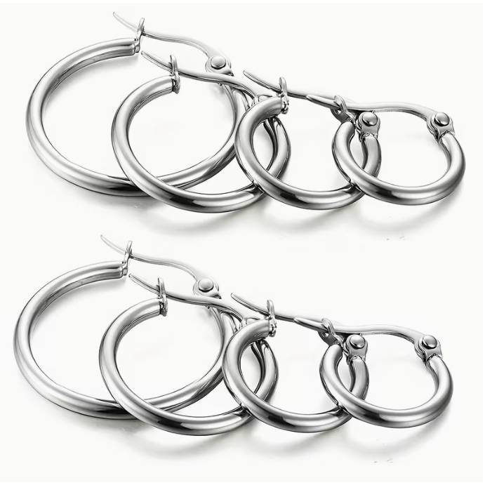 Brinco Argola 20mm Prateado Aço Inox Puro Pode Molhar Não Escurece em Oferta na Shopee