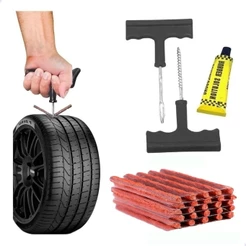 Kit Ferramenta Com 25 Remendo Para Reparo De Pneu Carro / Moto