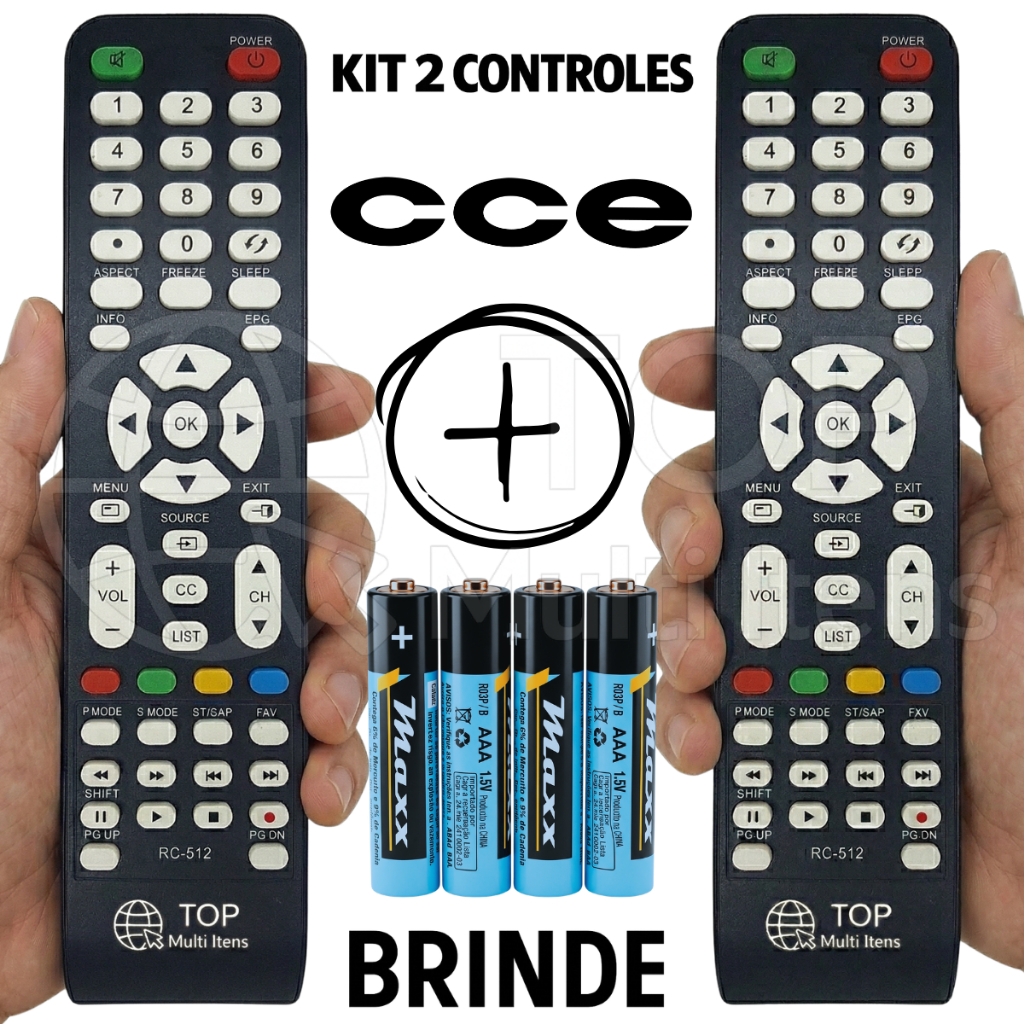 Controle Remoto 7974 Tv Cce Lcd Led Rc512 Rc517 Stile D32 D37 D42 Compatível + Pilhas