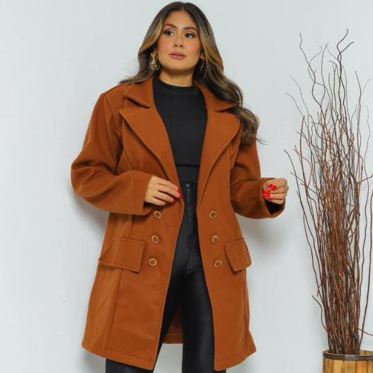 Sobretudo Feminino Lã Batida Casaco Inverno Elegante Acinturado Luxo Com Botões Quente Longo Sobretudo Europeu Premium