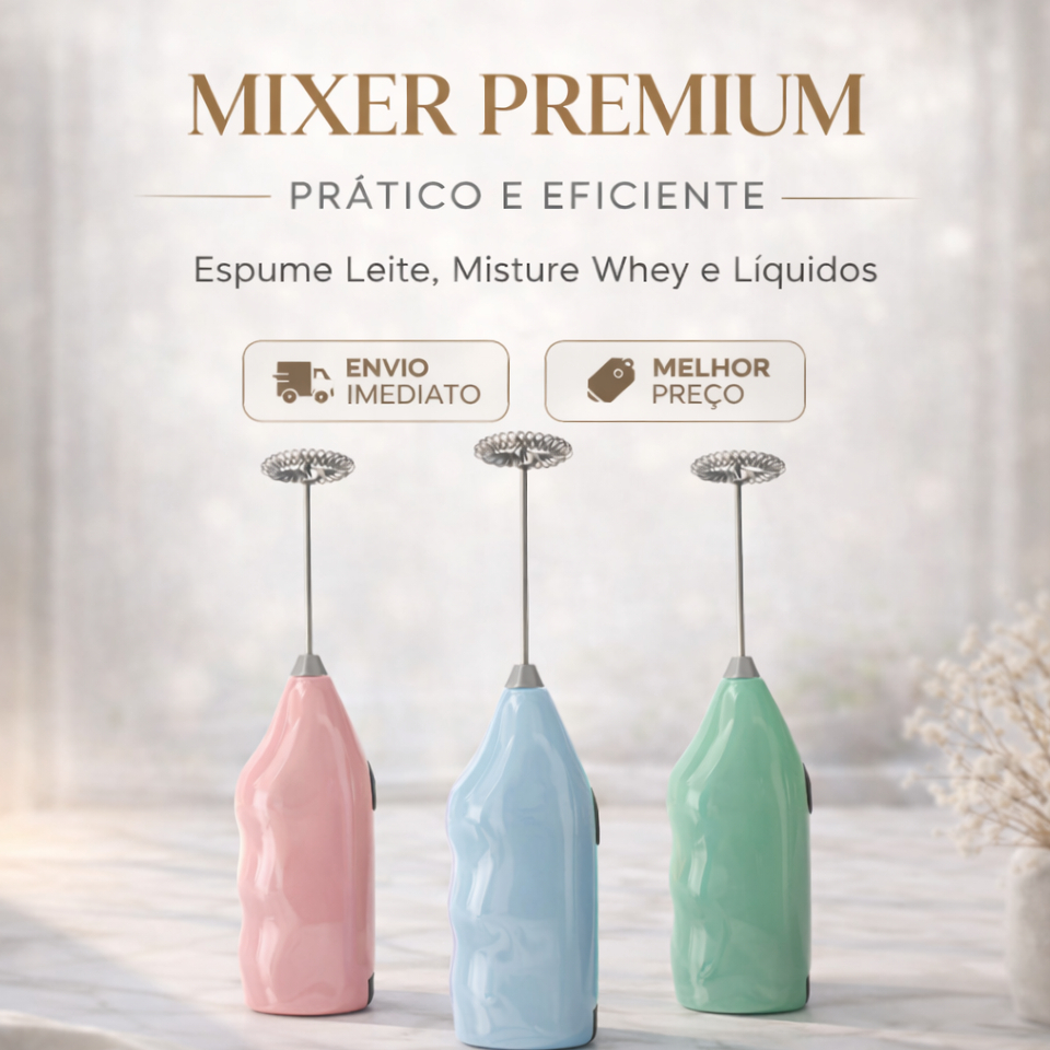 Mixer Elétrico Original Portátil – Batedor de Whey Leite Café Cappuccino Espumador Mexedor de Bebidas