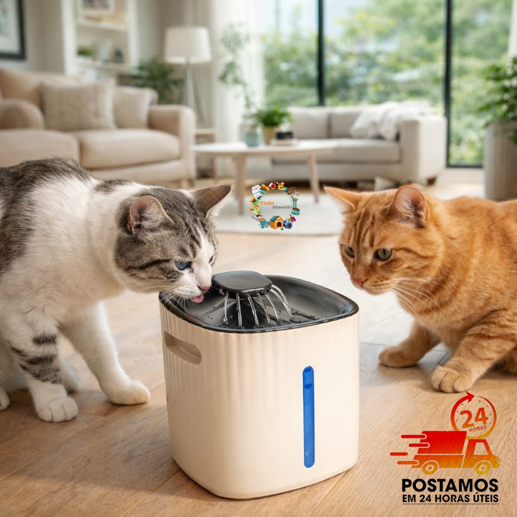 Fonte Bebedouro de Água 1,6L Automático Eletrica Para Gatos e Cães Jel Plast