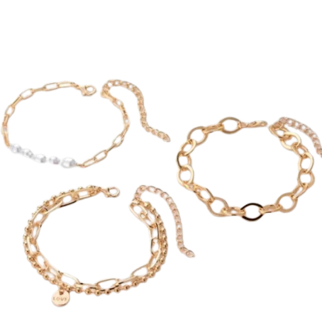 Pulseira moda cor ouro 1 peça longo corrente pingente duplo grosso pulseira moda acessórios faça sua escolha.