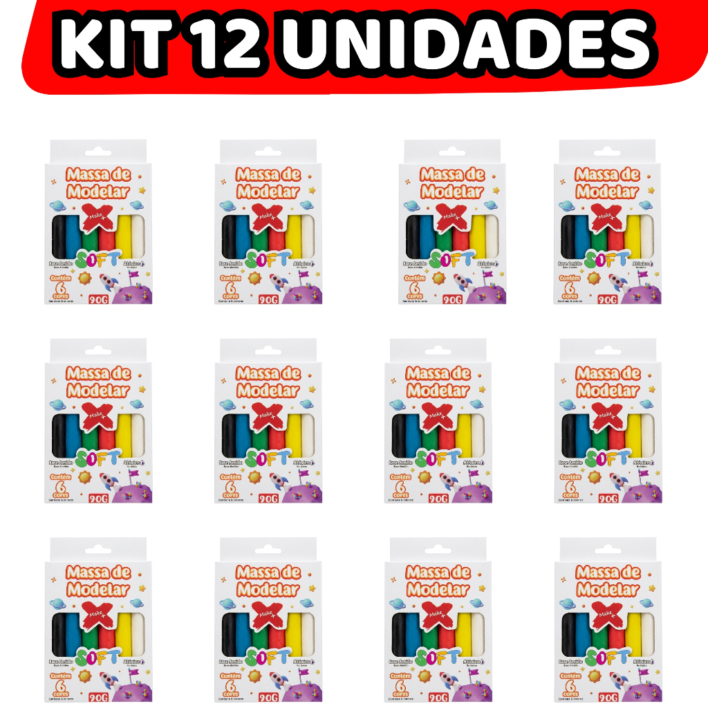 Massinha de Modelar Amido Make+ 6 Cores Aromatizada Não Tóxica Criança Brinquedo Educativo Papelaria