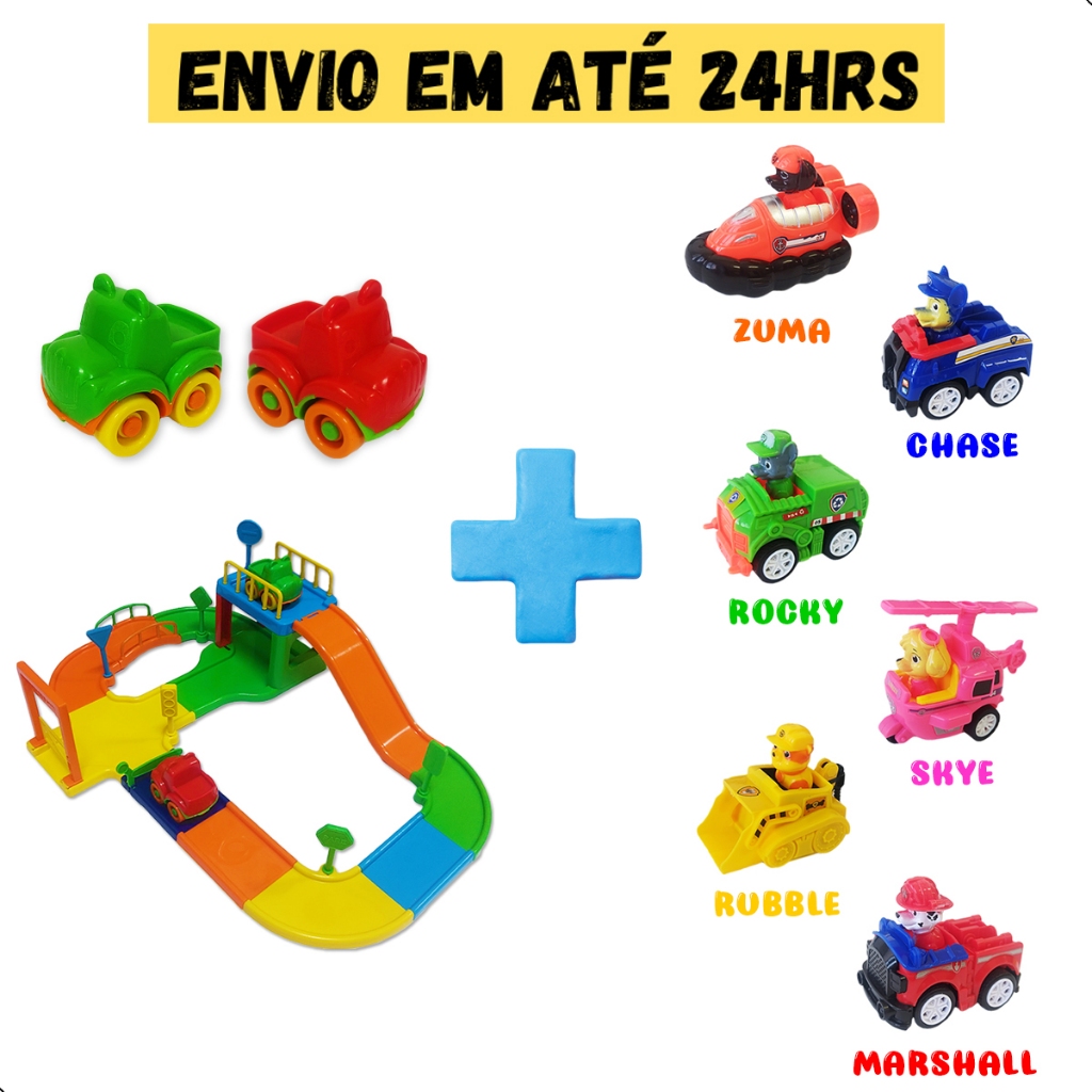 Pista Carrinhos Patrulha Canina Brinquedo Corrida Kit Com 3 Ou 6