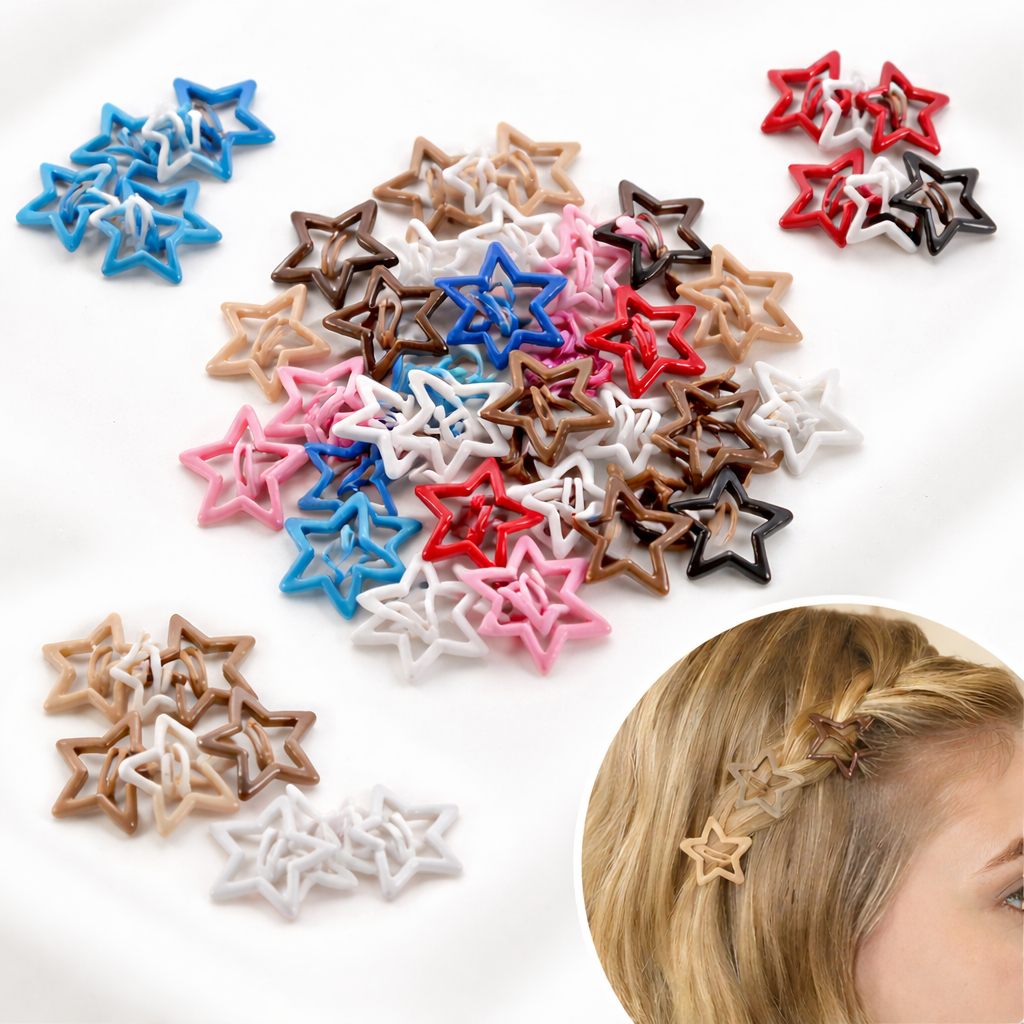 Kit Presilha Estrela Cabelo Infantil Grampos Coloridos para Penteado Menina Acessório Cabelo