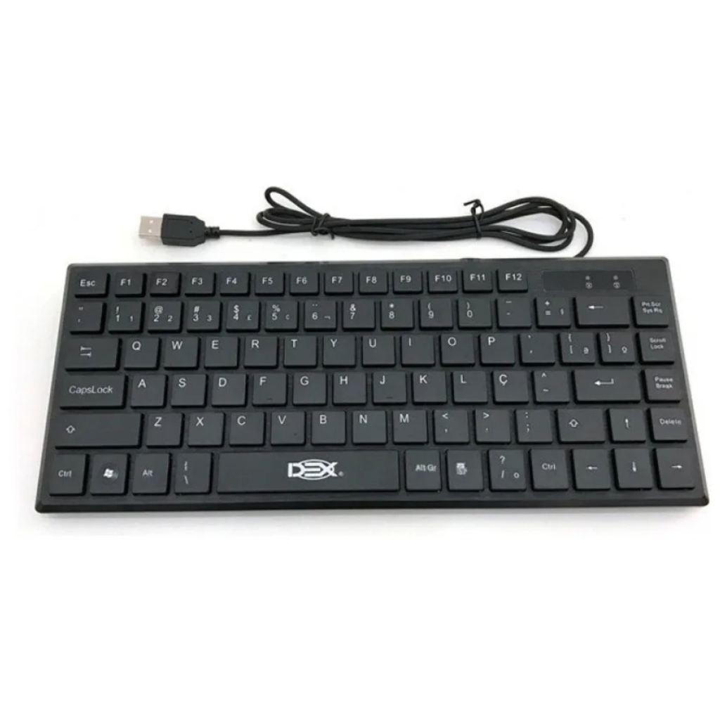 Mini Teclado Layout 60% Qwerty Abnt2 com fio USB 84 Teclas Slim Alto Desempenho Plug And Play