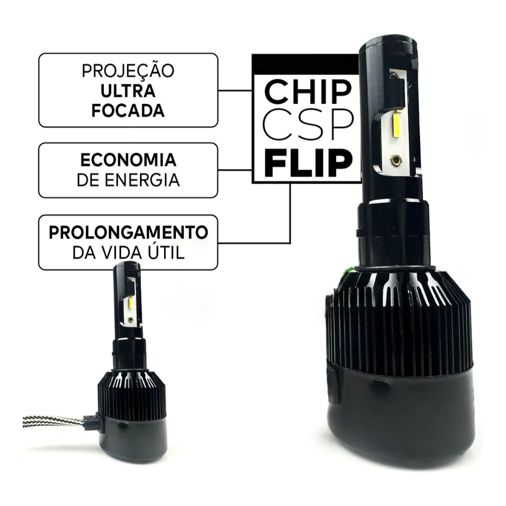 Par Lâmpada Super Led H4 6000k Chip Csp 12v Code