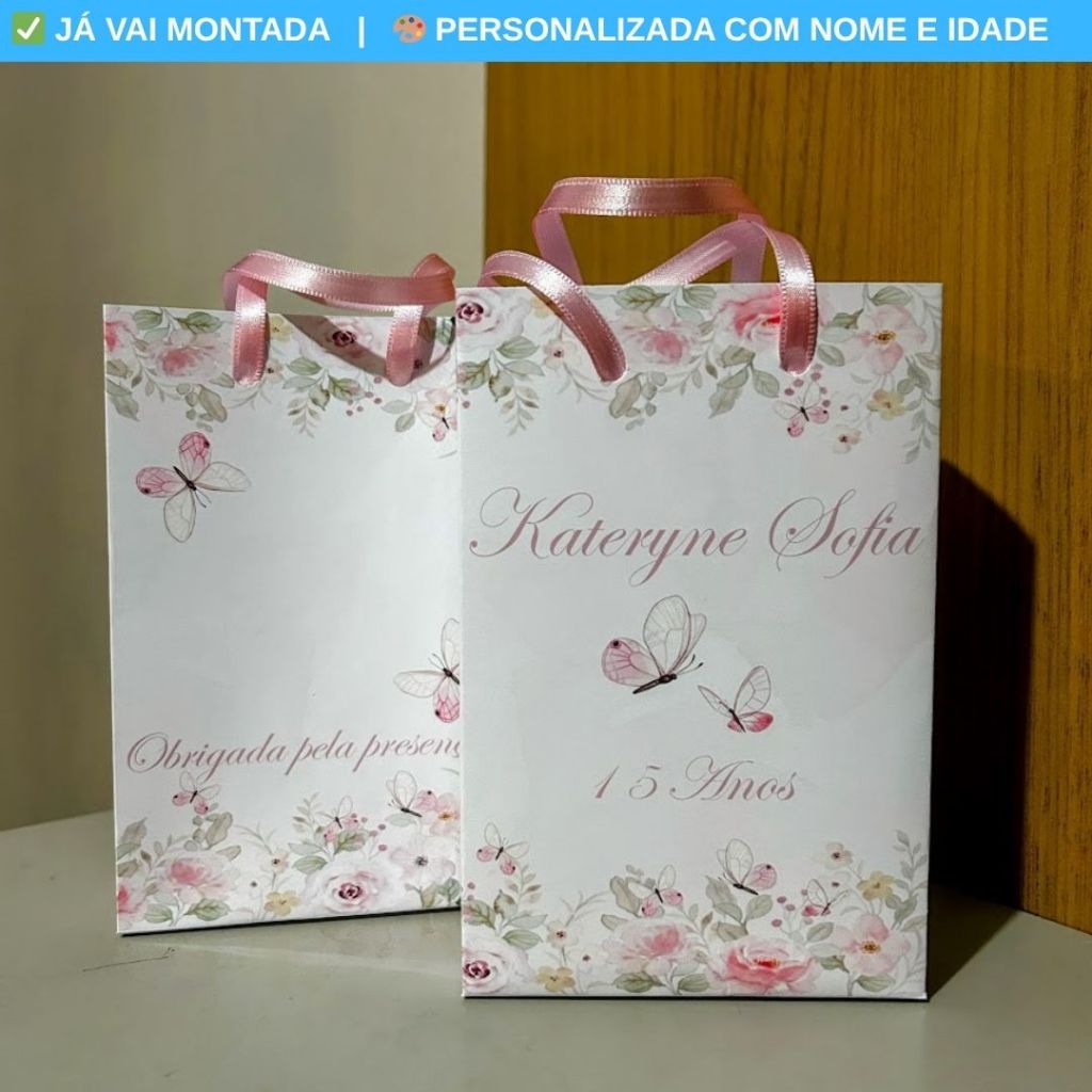 Sacolinha Surpresa Personalizada Borboletas Festa Infantil | Lembrancinha Aniversário Criança Temas