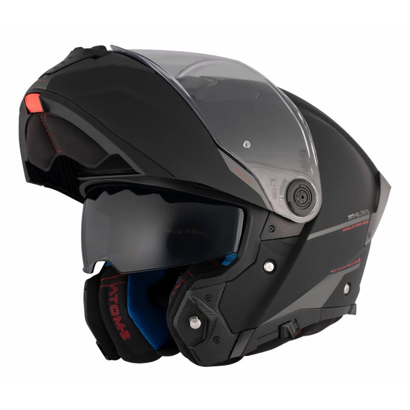 Capacete Mt Atom 2 Sv Solid A1 - Preto Fosco Articulado Escamoteavel