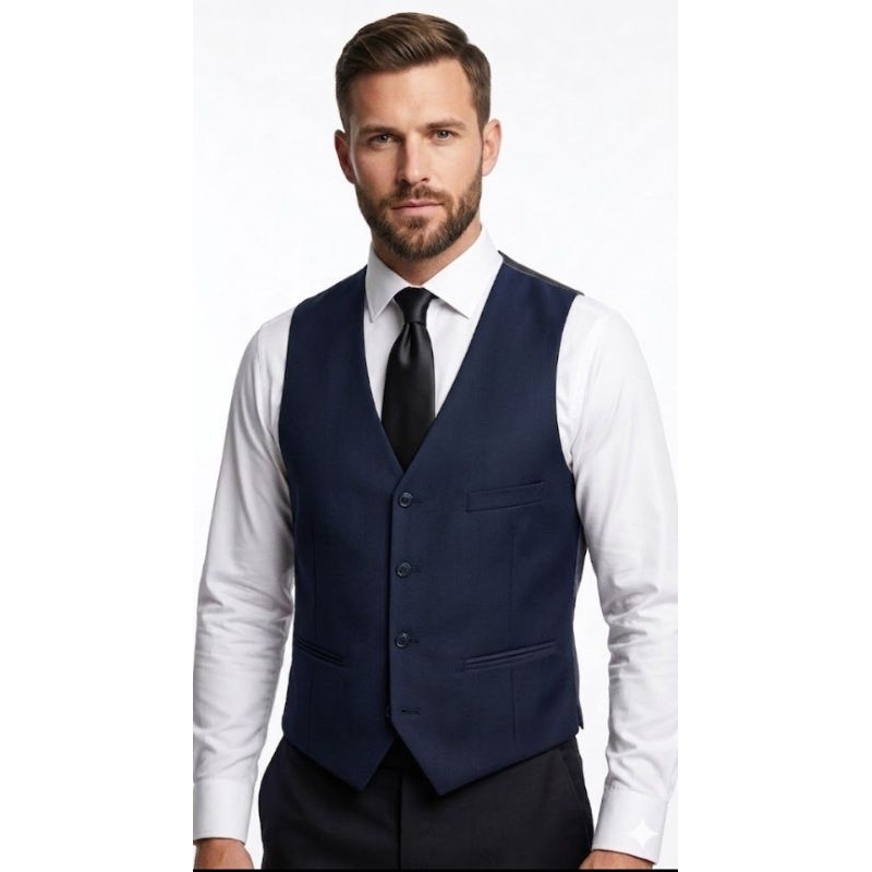 Colete Social Masculino Slim Premium Azul Marinho C/Regulagem: 4 Botões