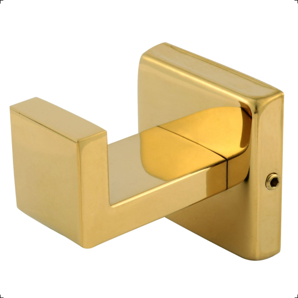 Cabide Gancho Banheiro Parede Dourado Gold Inox 304 Porta Toalha Roupão Lavabo L