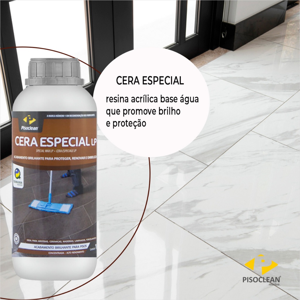 Cera Especial Lp Pisoclean Resina Acrilica Proteção E Brilho Ardósias, Cerâmicas