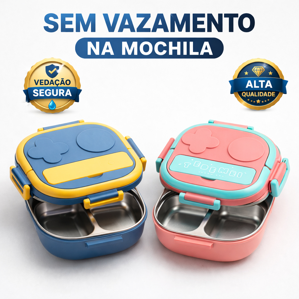 Lancheira  infantil Térmica Anti Vazamento Inox com Talher