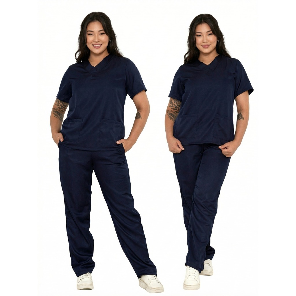Pijama hospitalar feminino completo scrub privativo acinturado Plus Size 10