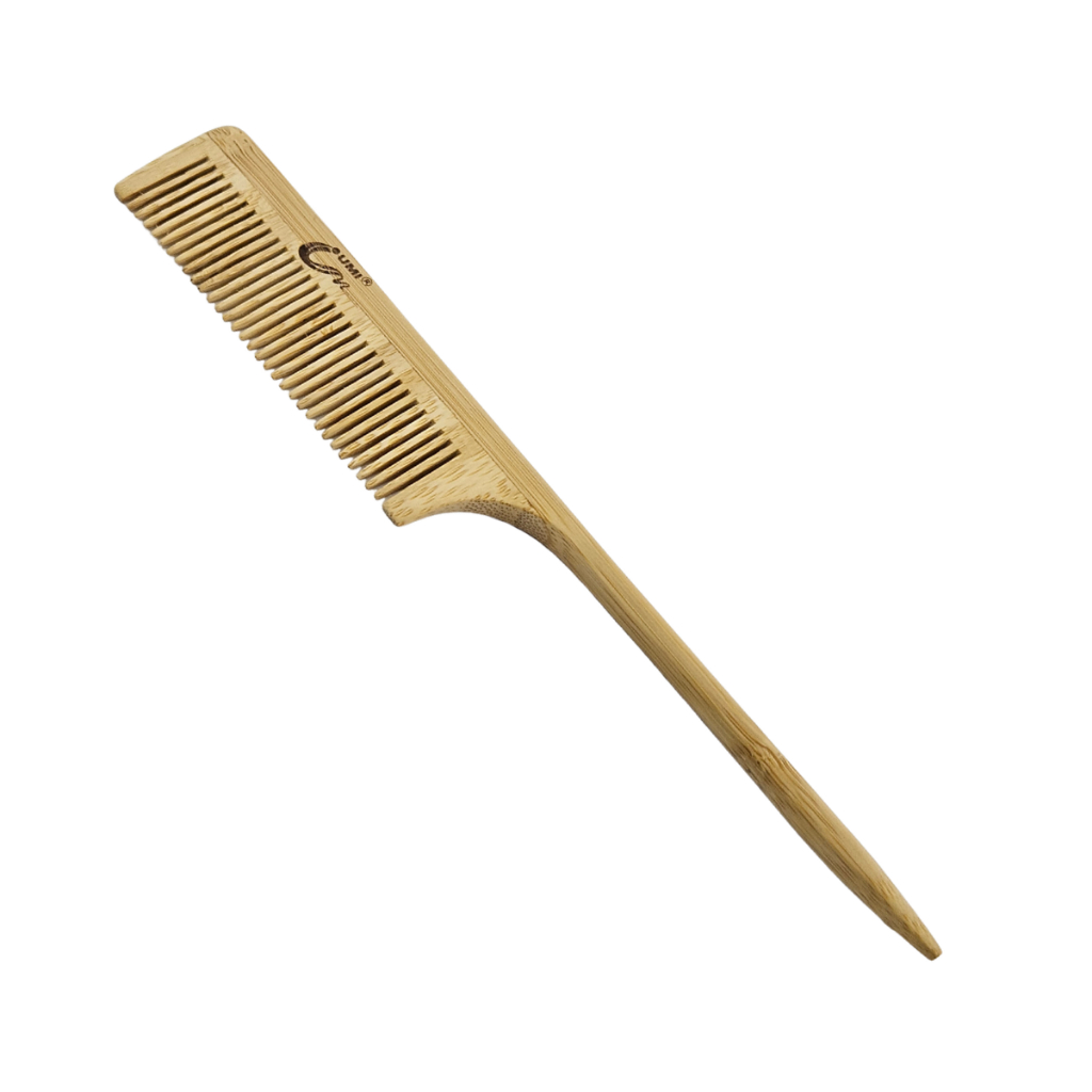 Pente De Madeira Natural Bambu Ponta Fina Anti Frizz E Estática Dentes Finos