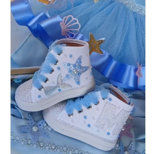 Tênis botinha cano alto, personalizado, temático, tema  Fundo do Mar