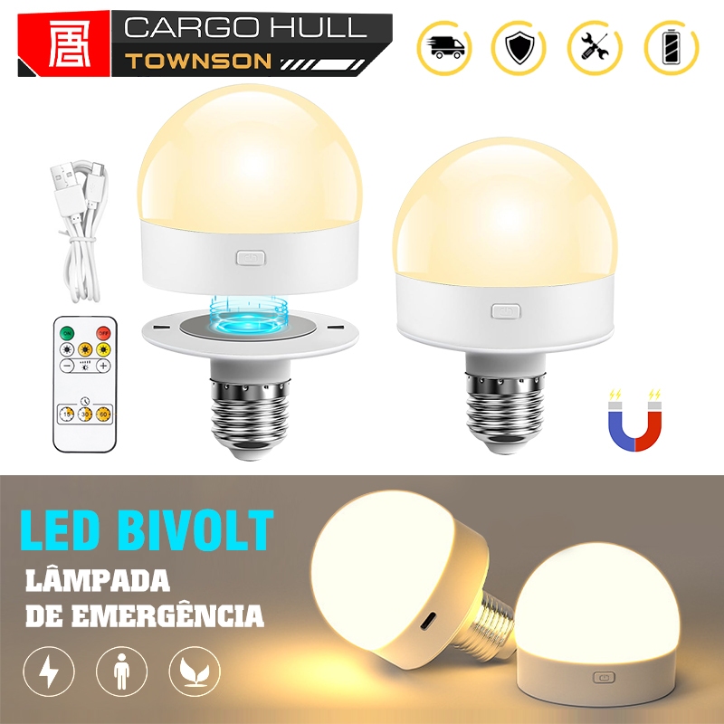 Lâmpada Bulbo De Emergência LED Recarregável com Controle E27 Remoto 3 Cores LED Portátil Magnético